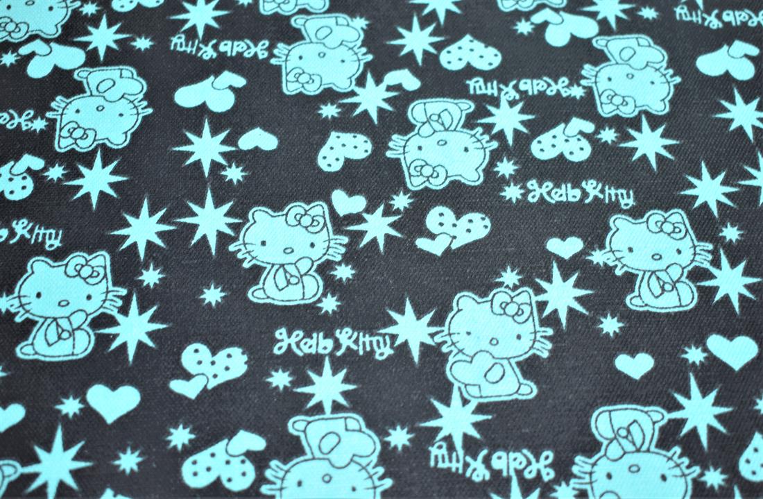 Black & Green Printed Canvas, Kitty Black