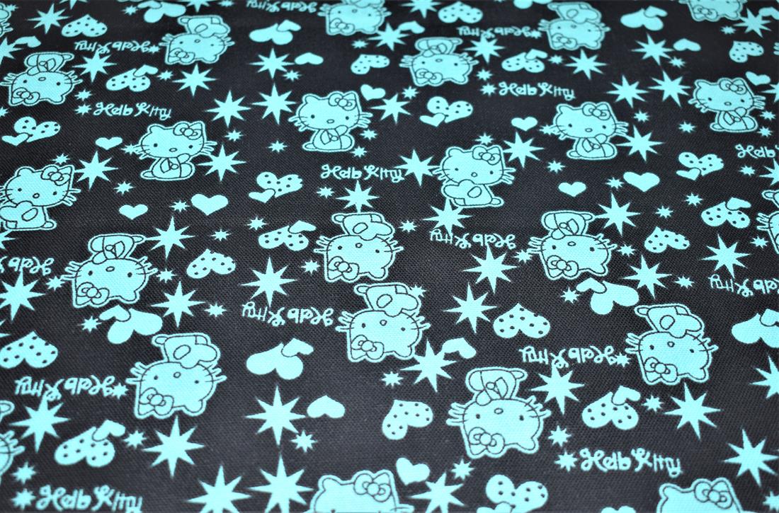 Black & Green Printed Canvas, Kitty Black