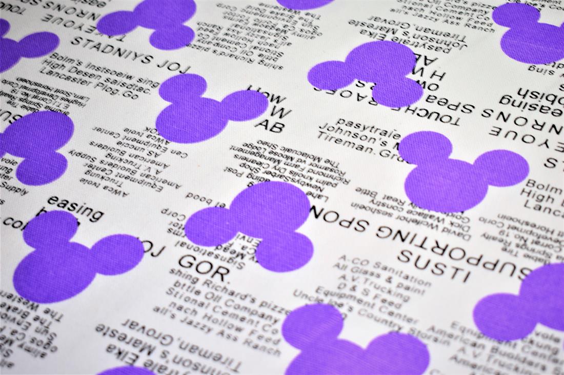White & Purple 100% Printed Cotton, Mickey Design Canvas Fabric