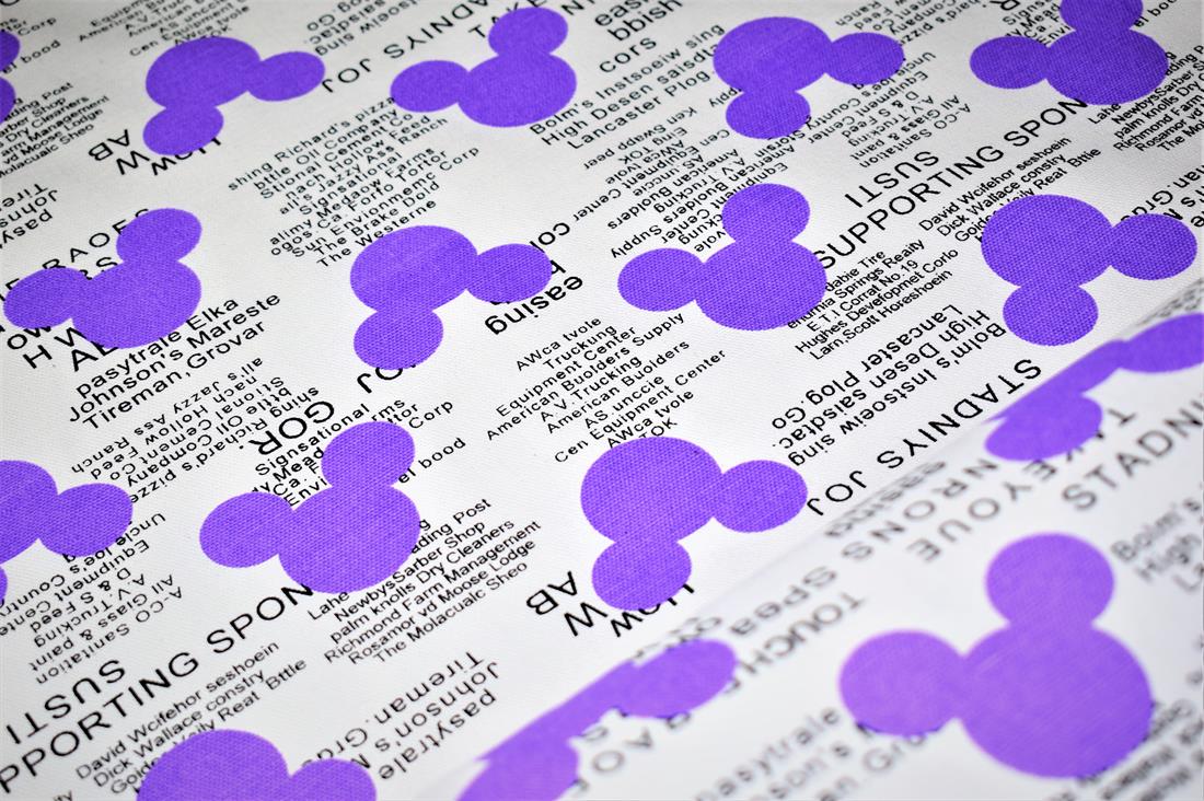 White & Purple 100% Printed Cotton, Mickey Design Canvas Fabric