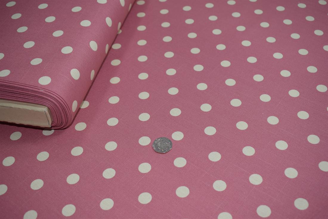 Dusky Pink 100% Cotton, Large Spot Print Designs Canvas Fabric
