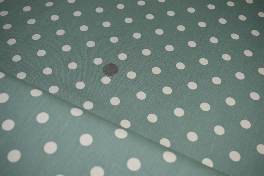 Sea Green 100% Cotton, Large Spot Print Designs Canvas Fabric