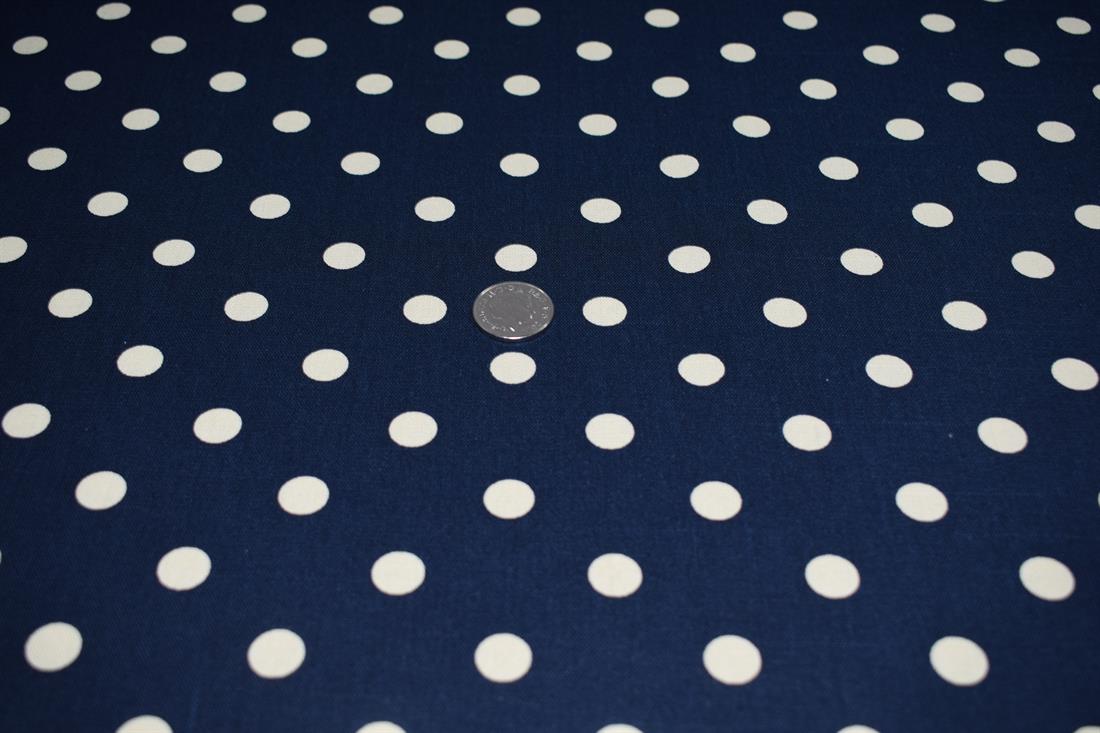 Navy 100% Cotton, Large Spot Print Designs Canvas Fabric