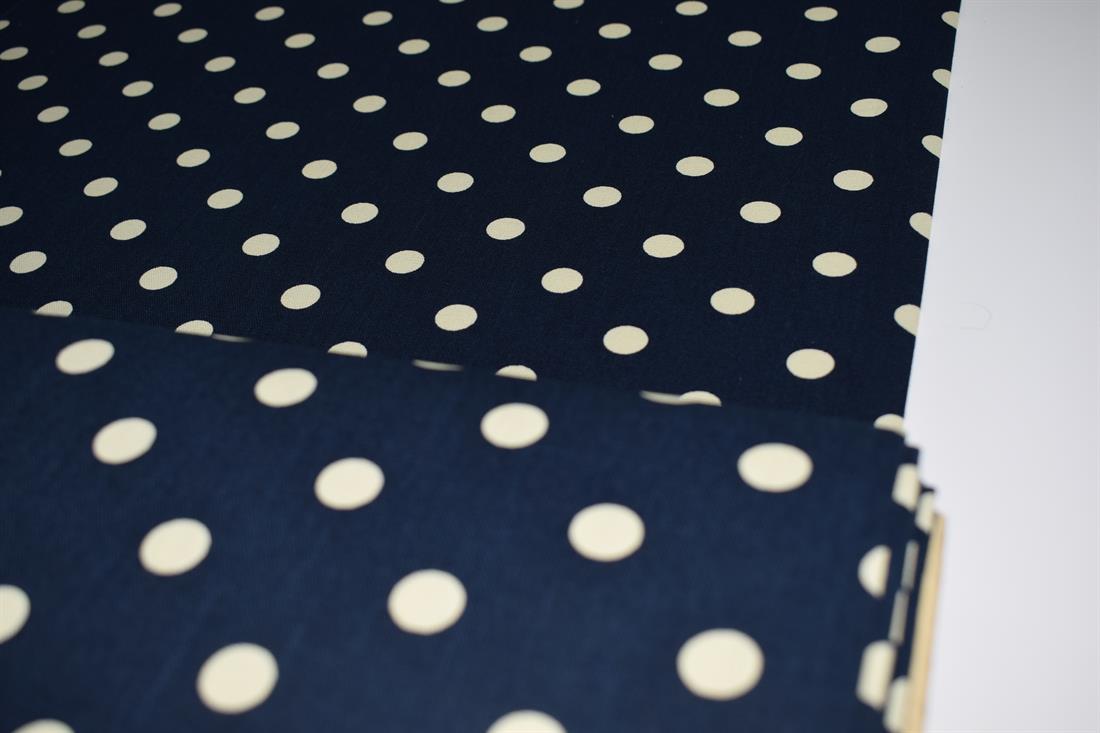 Navy 100% Cotton, Large Spot Print Designs Canvas Fabric