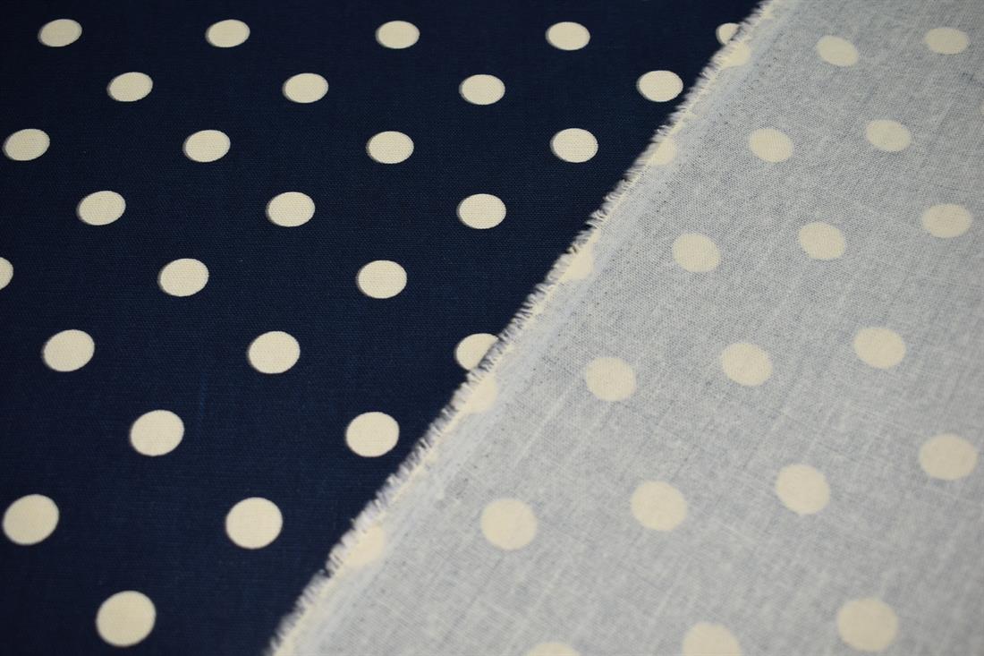 Navy 100% Cotton, Large Spot Print Designs Canvas Fabric