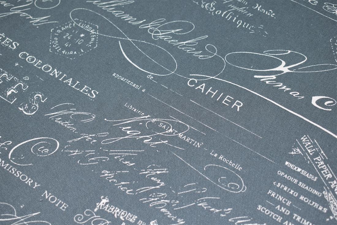 Grey Handwriting Print Canvas Fabric