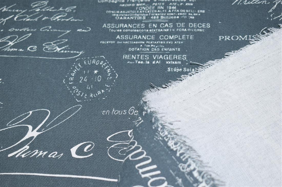 Grey Handwriting Print Canvas Fabric