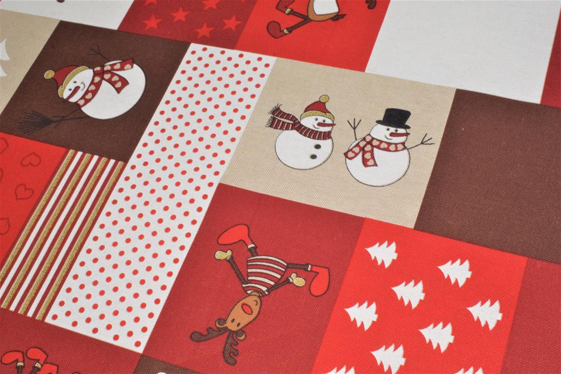 Red Santa, Trees Print Chritsmas 100% Cotton Canvas Fabric