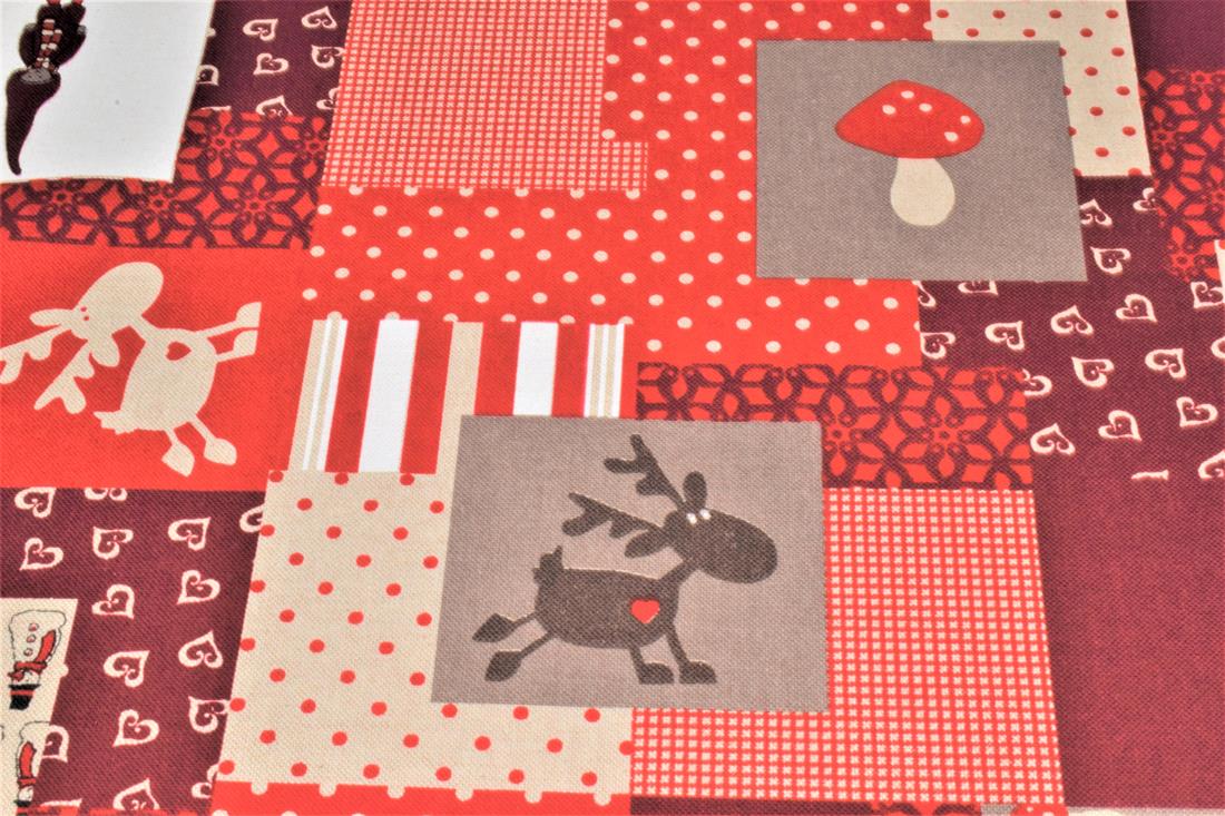 Red Printed Chritsmas 100% Cotton Canvas Fabric