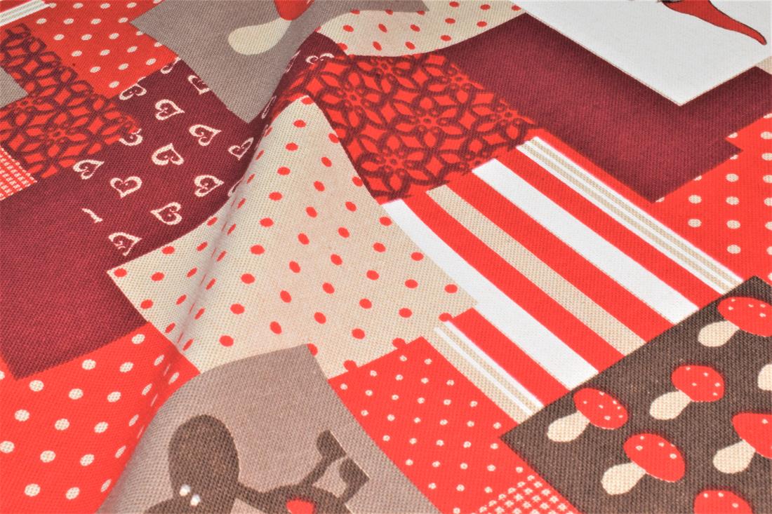 Red Printed Chritsmas 100% Cotton Canvas Fabric