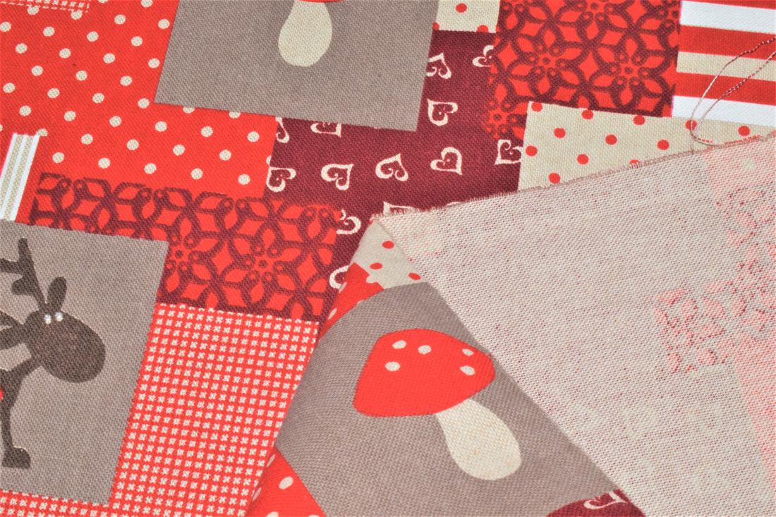 Red Printed Chritsmas 100% Cotton Canvas Fabric