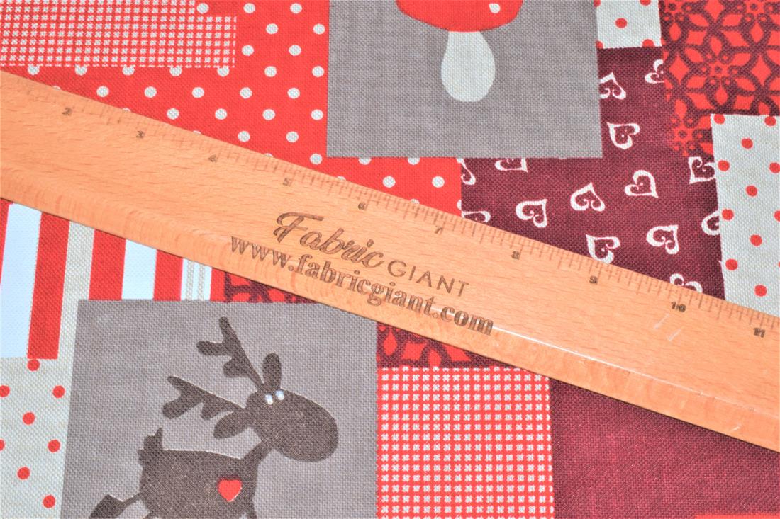 Red Printed Chritsmas 100% Cotton Canvas Fabric