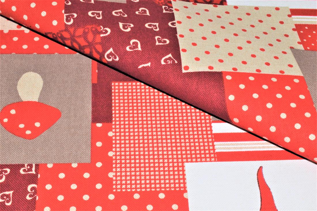 Red Printed Chritsmas 100% Cotton Canvas Fabric
