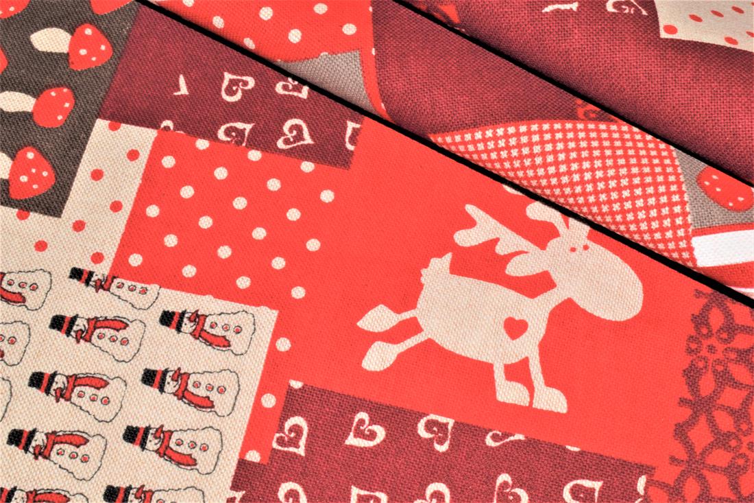 Red Printed Chritsmas 100% Cotton Canvas Fabric
