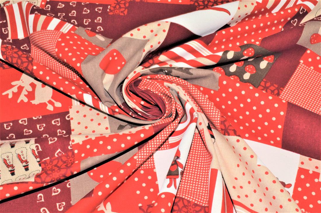 Red Printed Chritsmas 100% Cotton Canvas Fabric