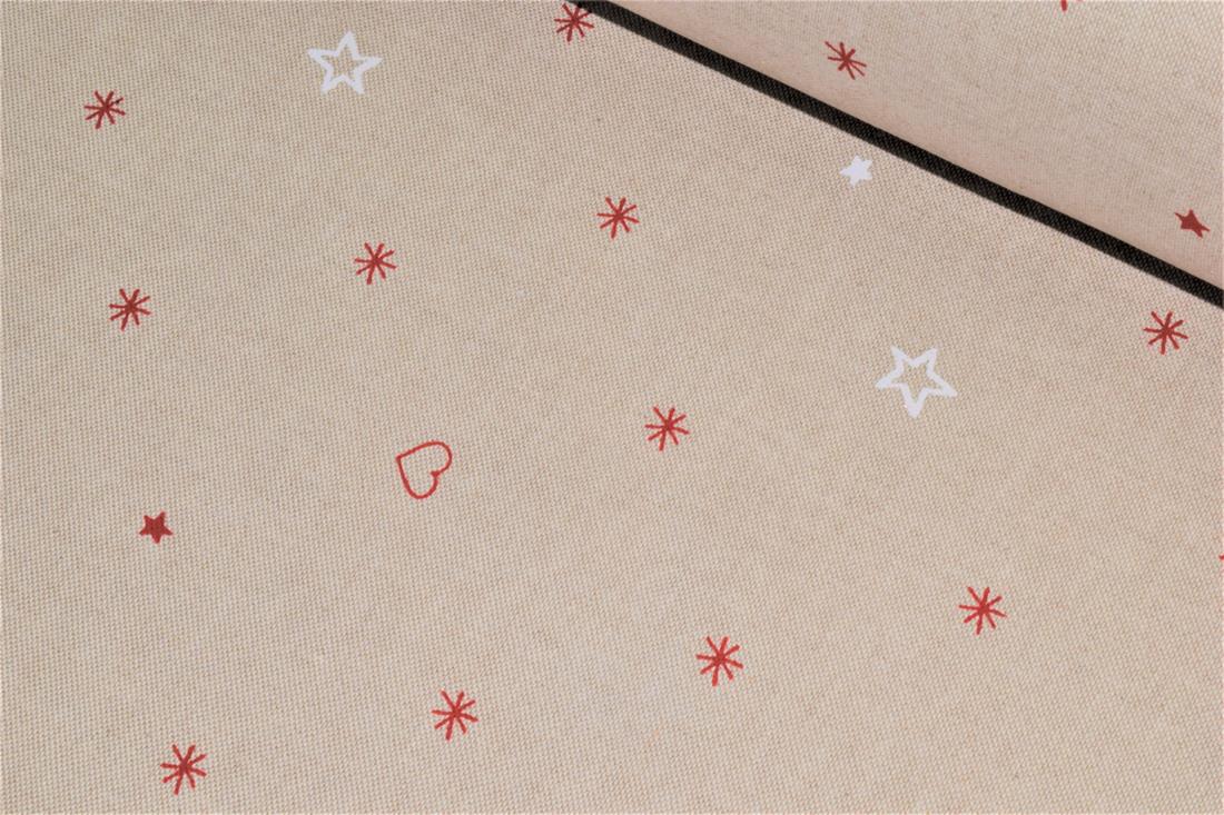 Beige Printed Chritsmas 100% Cotton Canvas Fabric