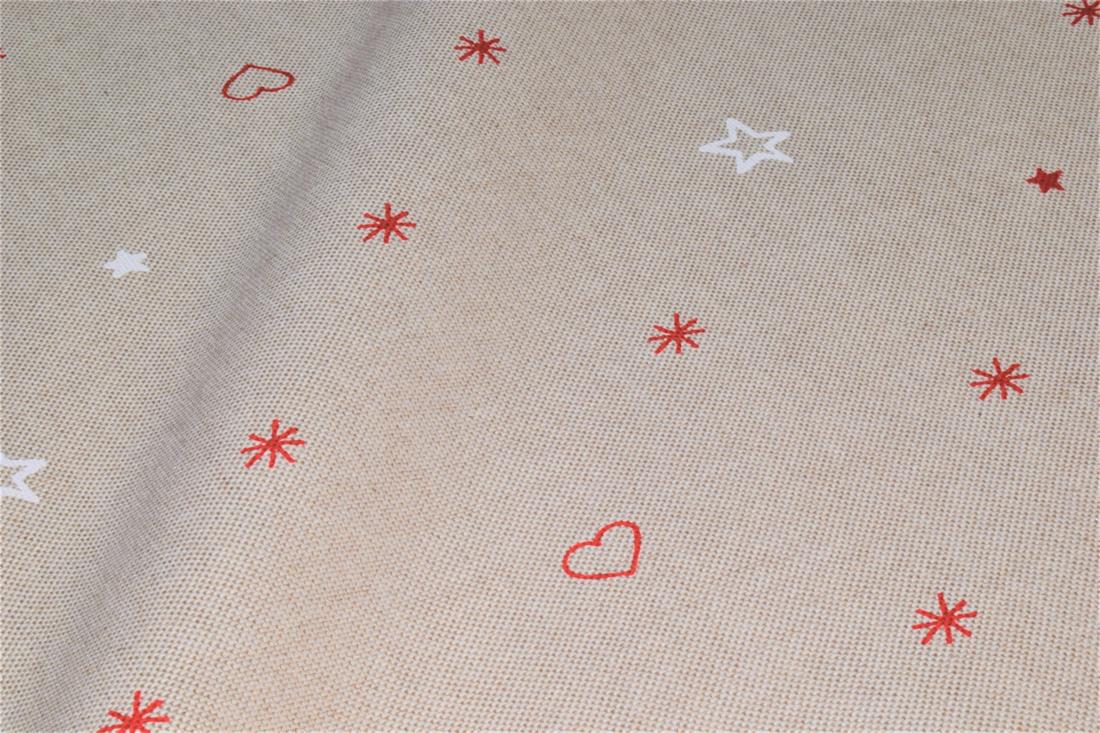 Beige Printed Chritsmas 100% Cotton Canvas Fabric