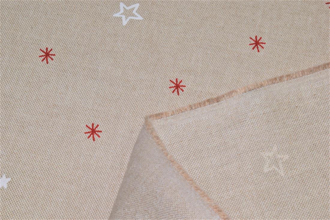 Beige Printed Chritsmas 100% Cotton Canvas Fabric