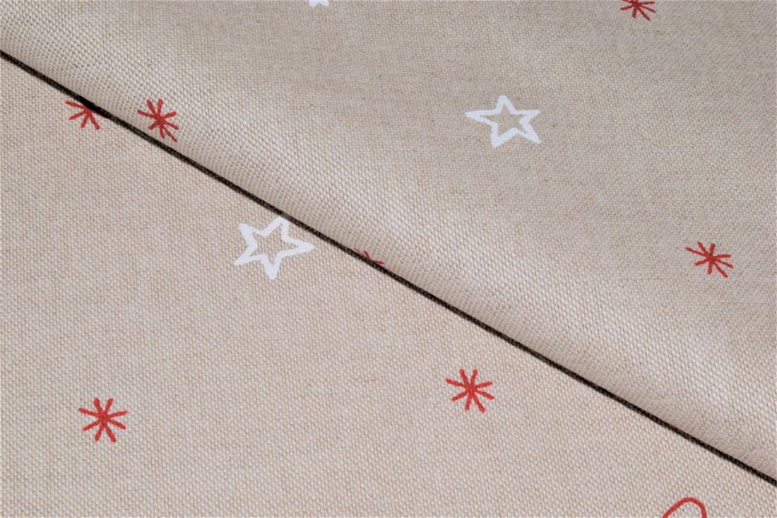 Beige Printed Chritsmas 100% Cotton Canvas Fabric