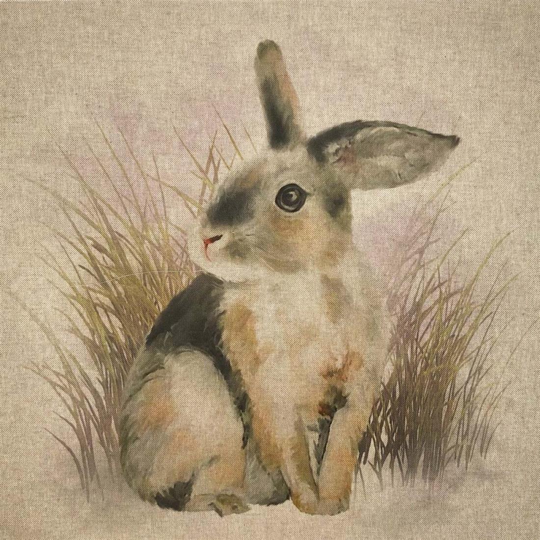 Natural Rabbit Print Canvas Fabric