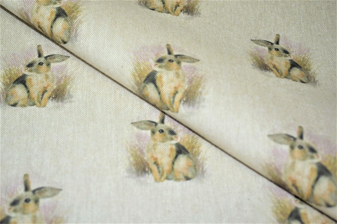 Natural Rabbit All Over Printed Digital Canvas Fabric