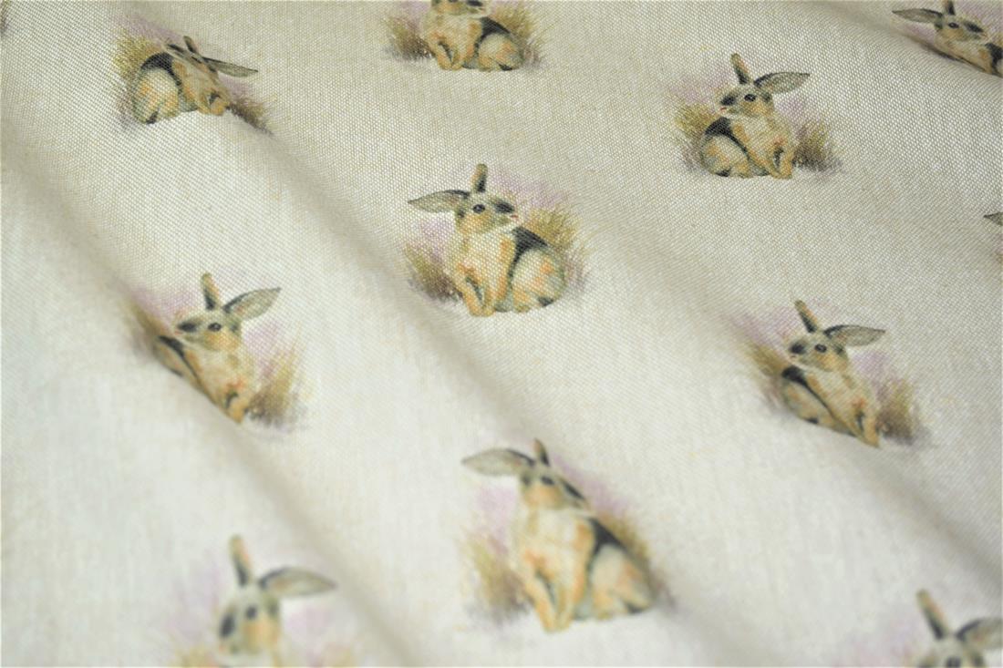 Natural Rabbit All Over Printed Digital Canvas Fabric