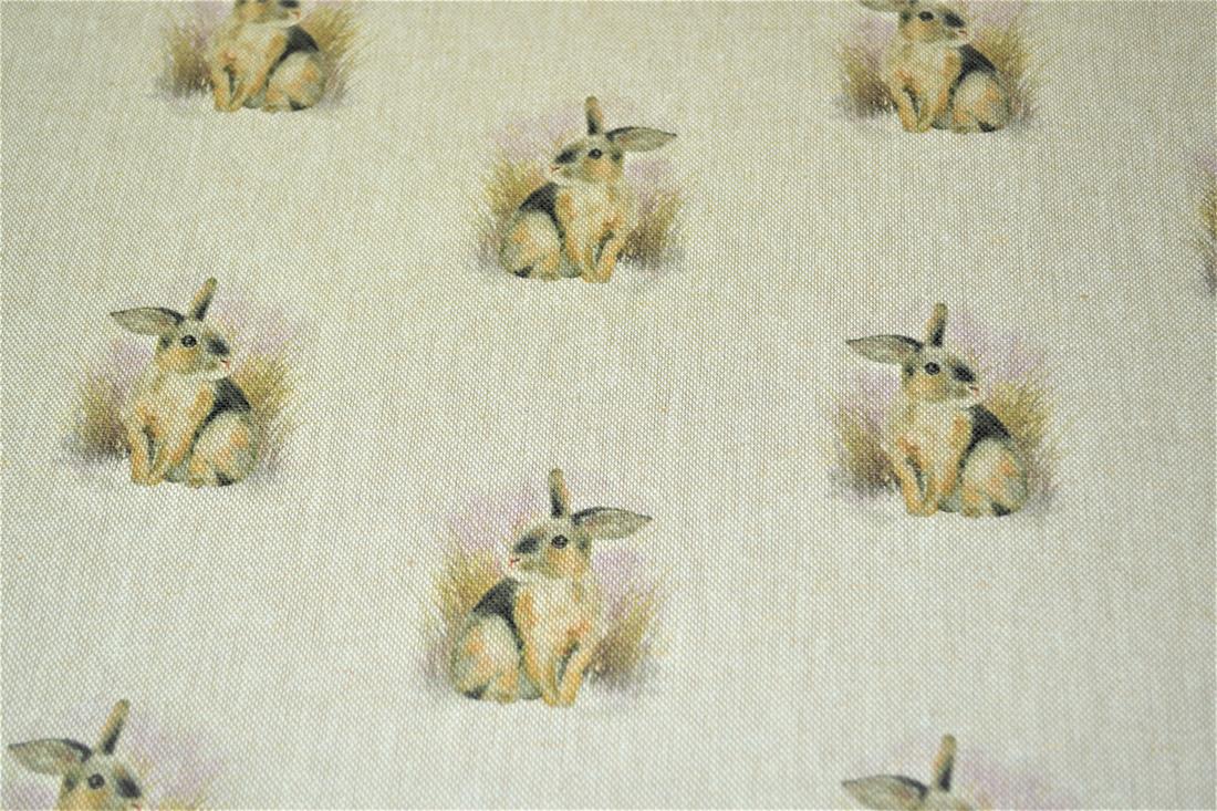 Natural Rabbit All Over Printed Digital Canvas Fabric