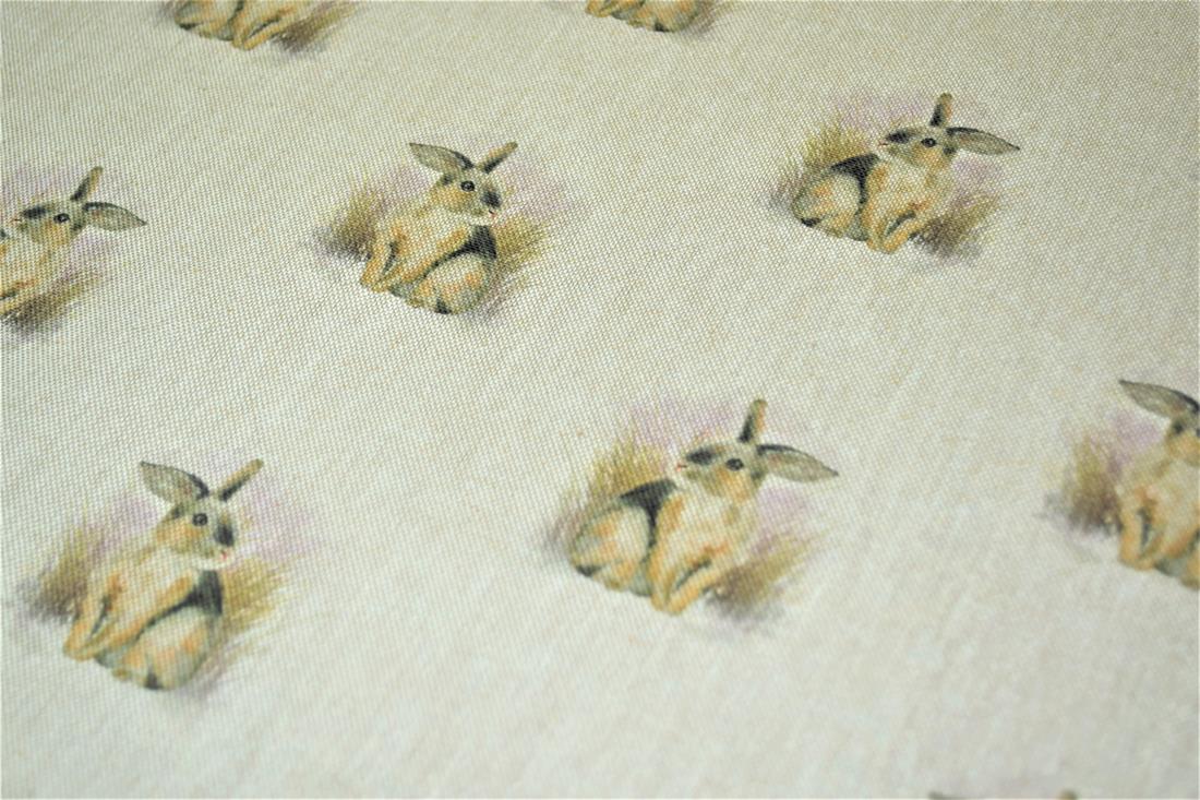 Natural Rabbit All Over Printed Digital Canvas Fabric