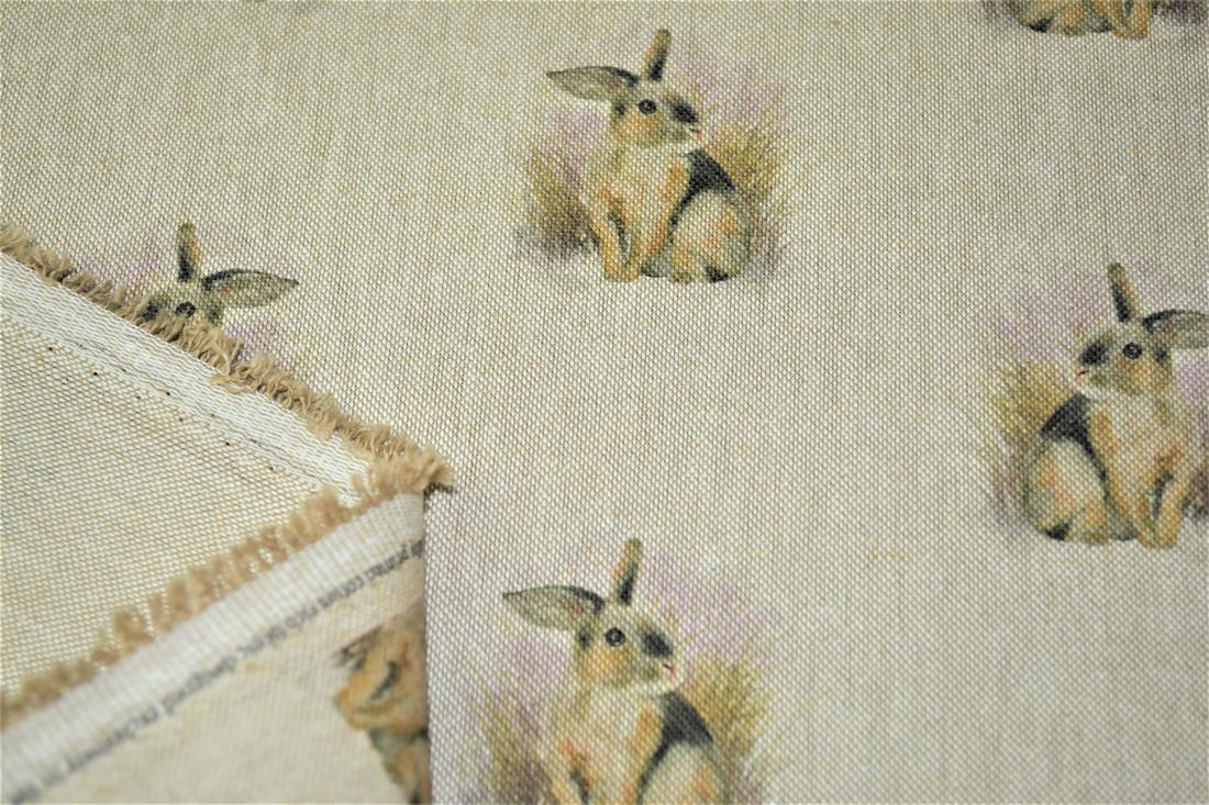 Natural Rabbit All Over Printed Digital Canvas Fabric