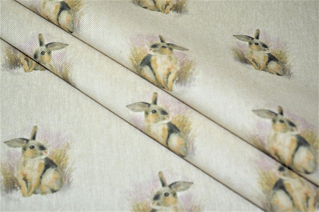 Natural Rabbit All Over Printed Digital Canvas Fabric