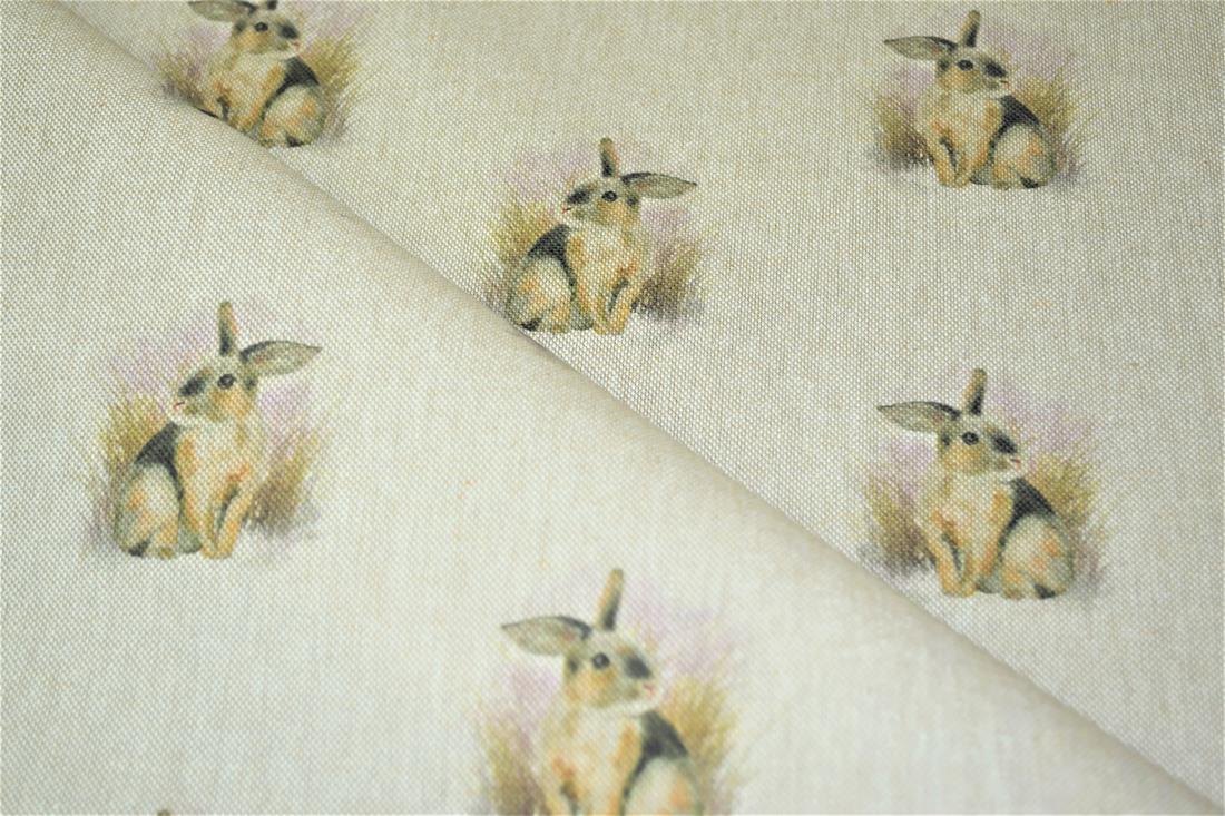 Natural Rabbit All Over Printed Digital Canvas Fabric