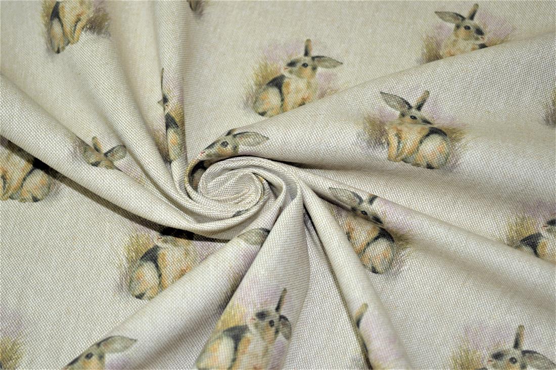 Natural Rabbit All Over Printed Digital Canvas Fabric