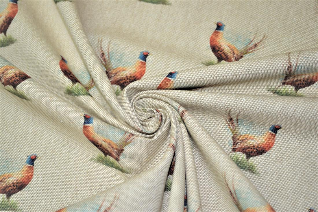 Natural Pheasant All Printed Digital Canvas Fabric