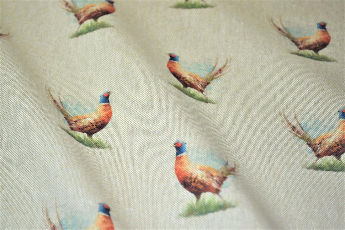 Natural Pheasant All Printed Digital Canvas Fabric