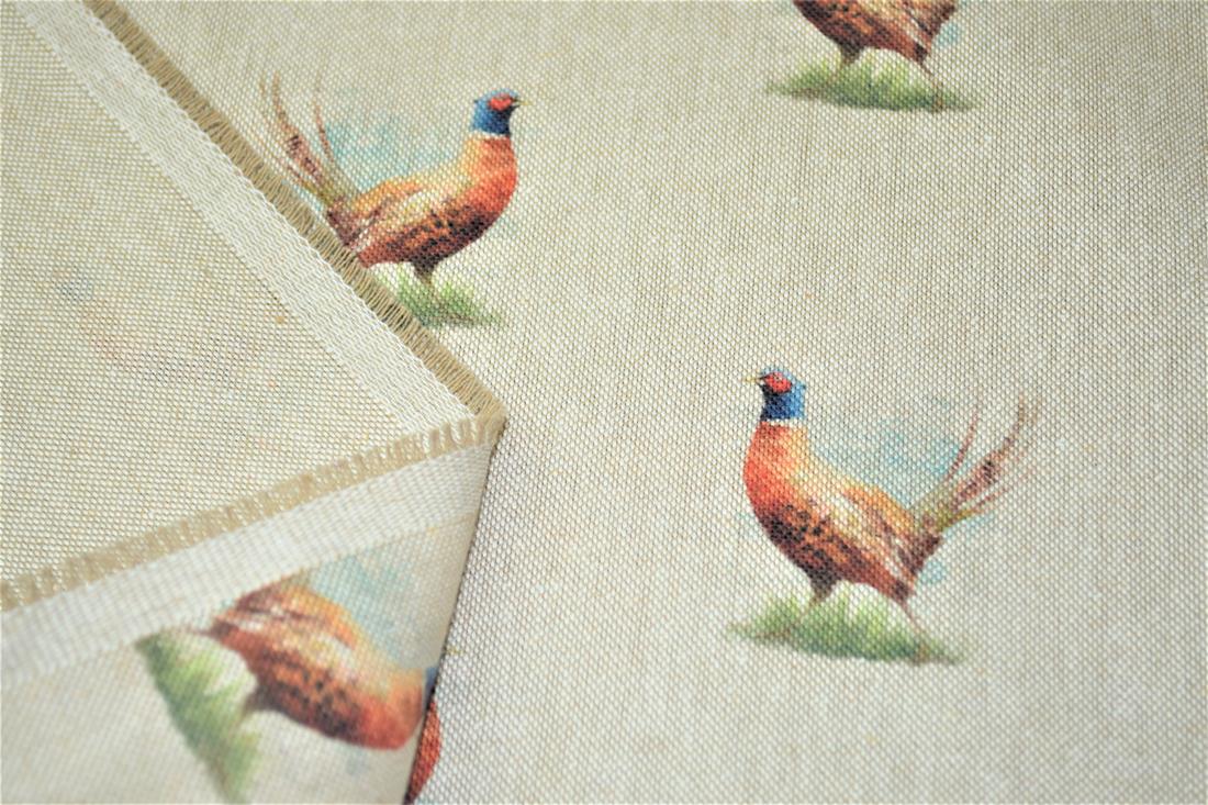 Natural Pheasant All Printed Digital Canvas Fabric