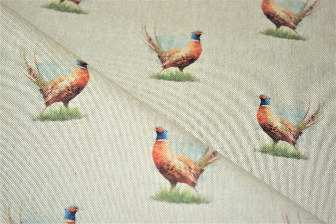Natural Pheasant All Printed Digital Canvas Fabric