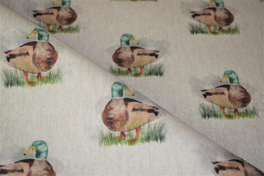 Natural Mallard Ducks Printed Digital Canvas Fabric