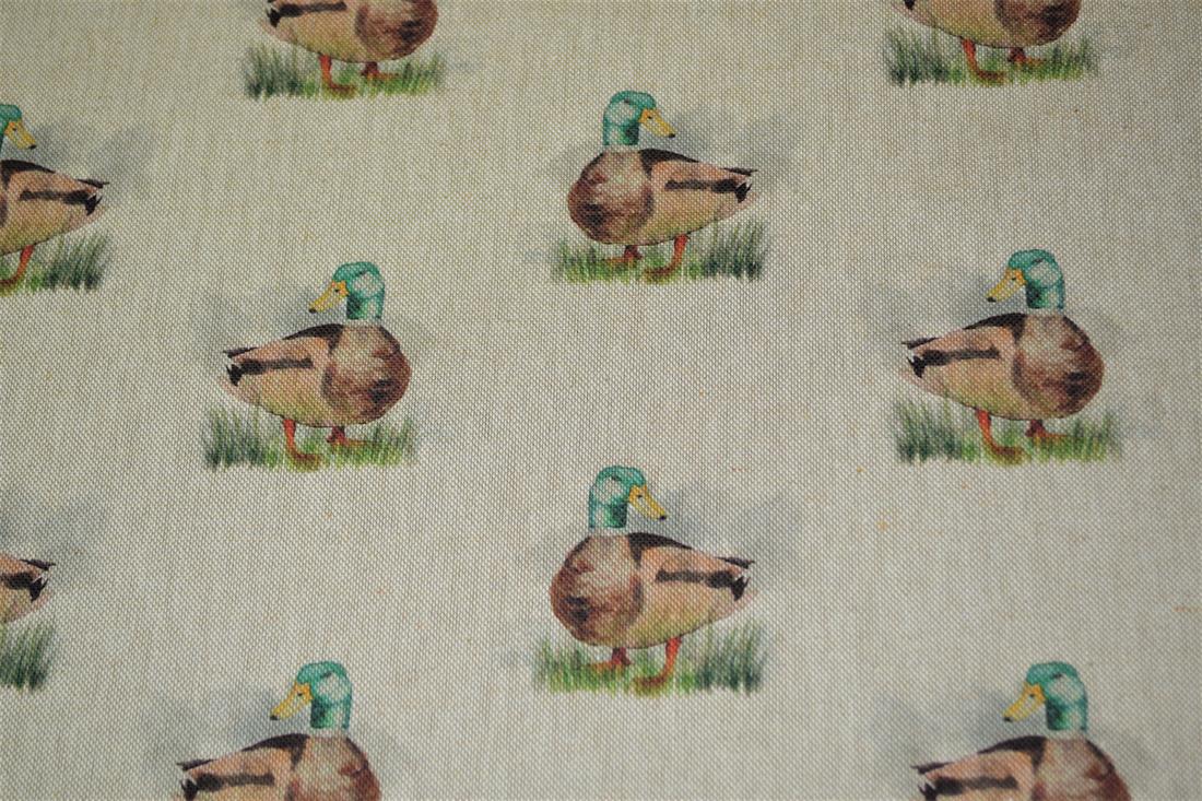 Natural Mallard Ducks Printed Digital Canvas Fabric