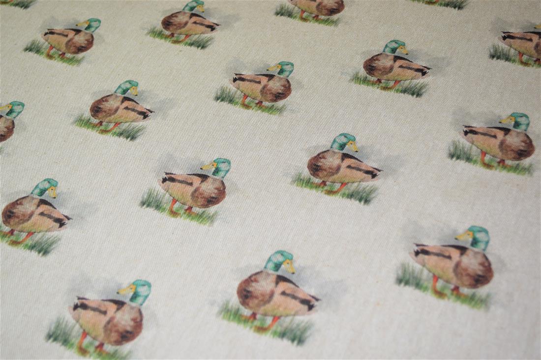 Natural Mallard Ducks Printed Digital Canvas Fabric