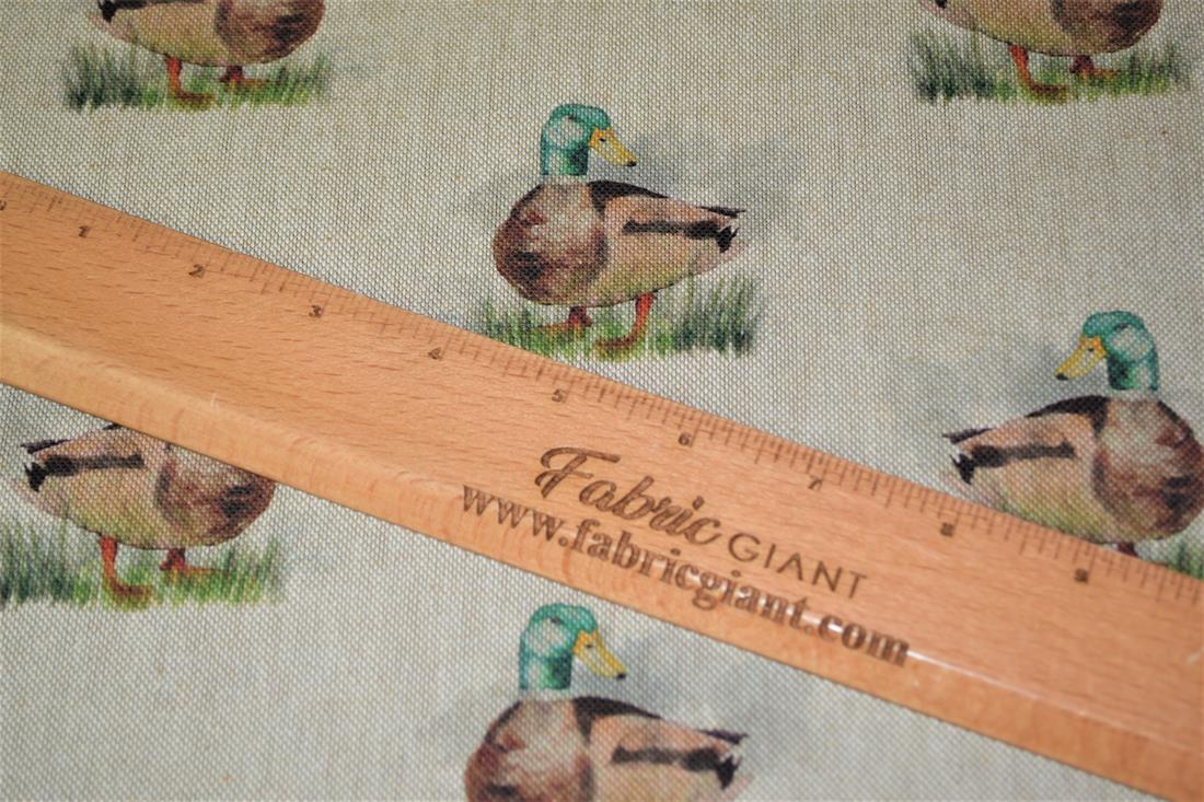 Natural Mallard Ducks Printed Digital Canvas Fabric