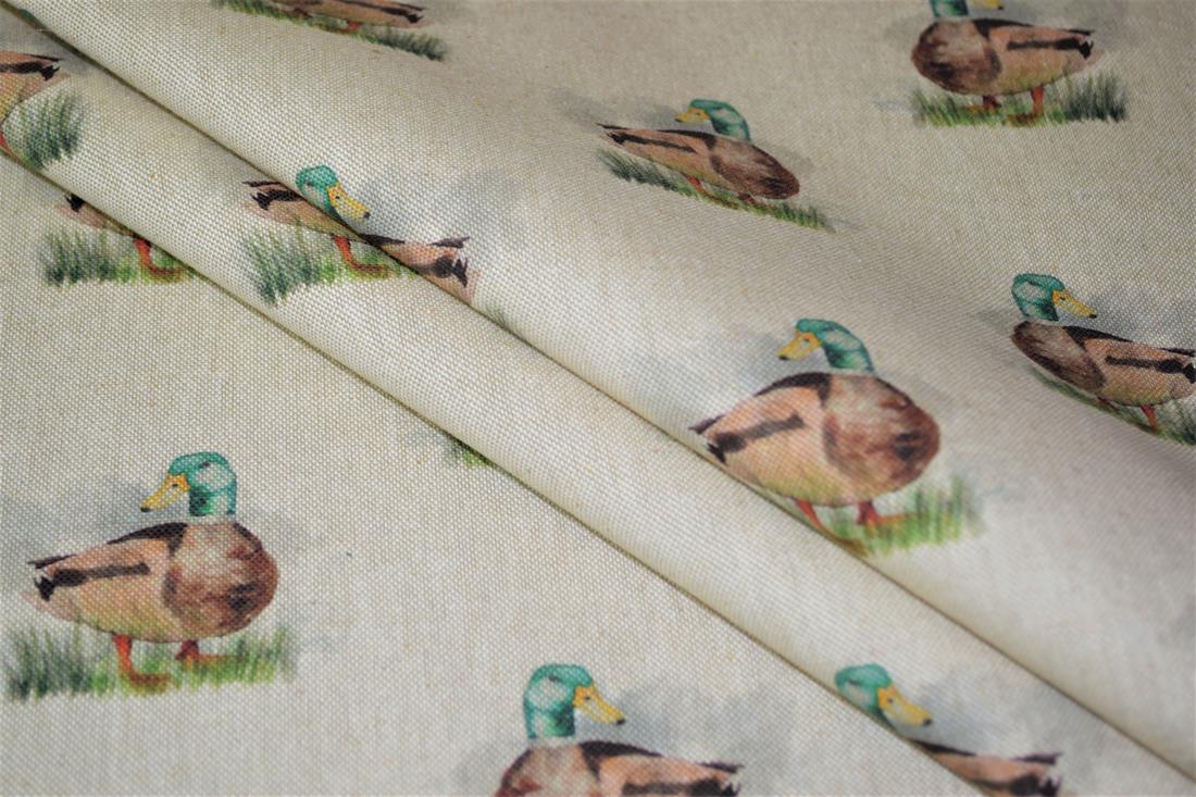 Natural Mallard Ducks Printed Digital Canvas Fabric