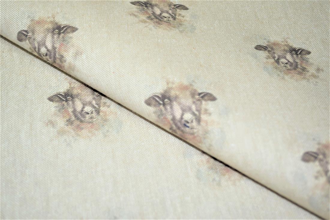 Natural Sheep All Over Printed Canvas Fabric