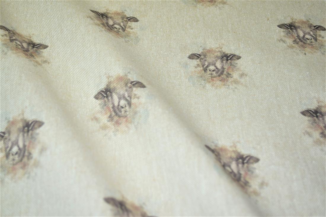 Natural Sheep All Over Printed Canvas Fabric
