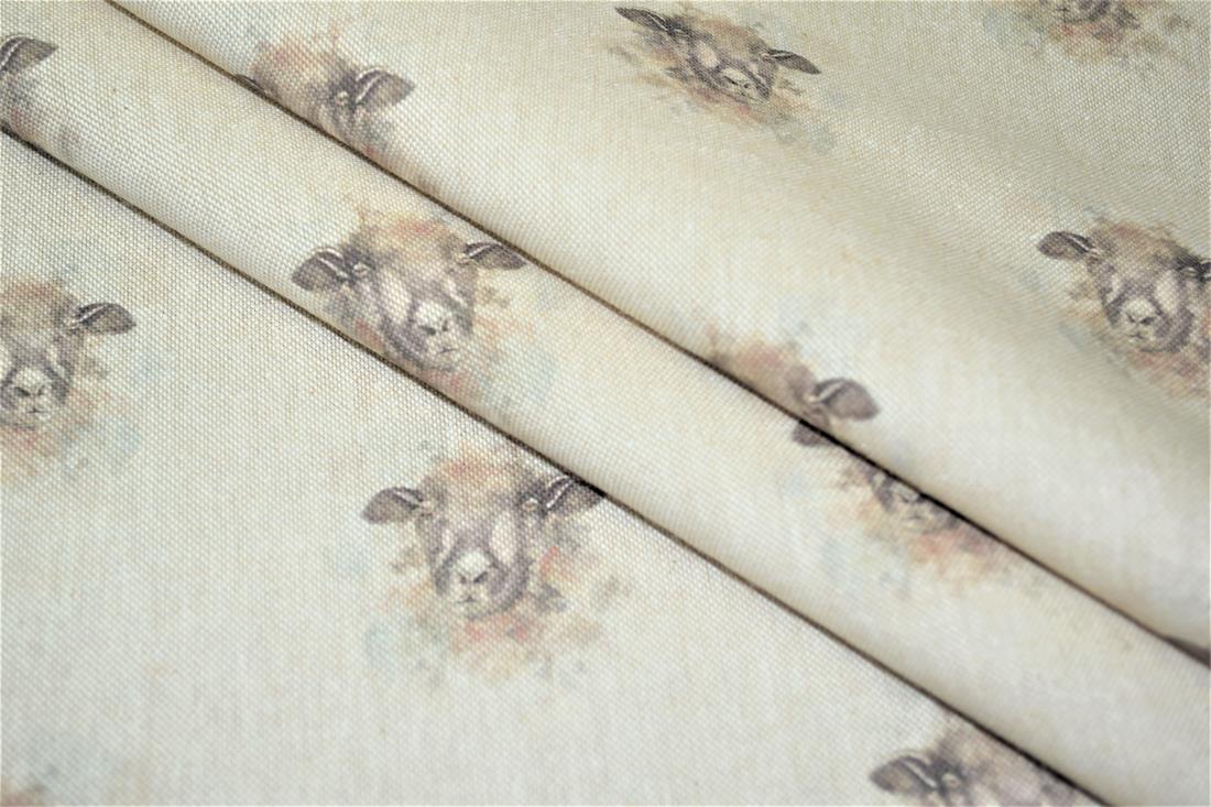 Natural Sheep All Over Printed Canvas Fabric