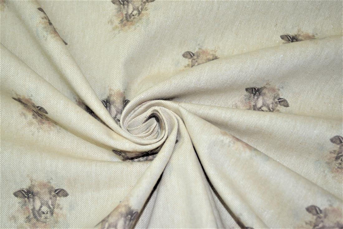 Natural Sheep All Over Printed Canvas Fabric