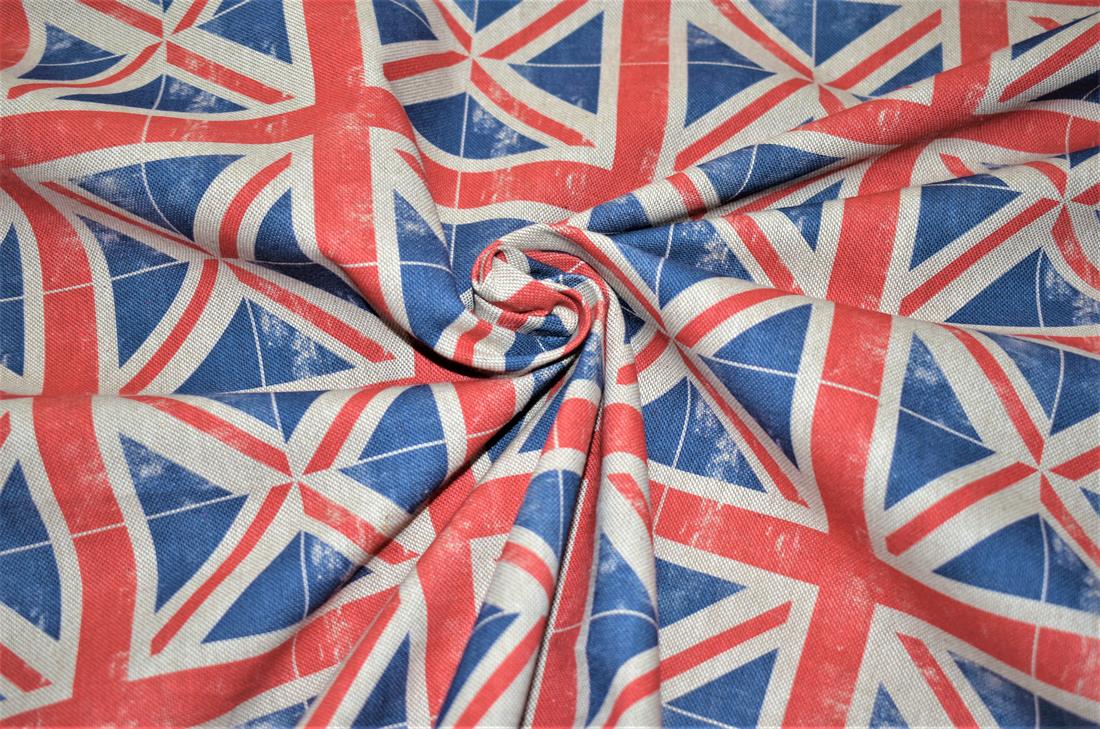 Natural Union Jack Print Canvas Fabric