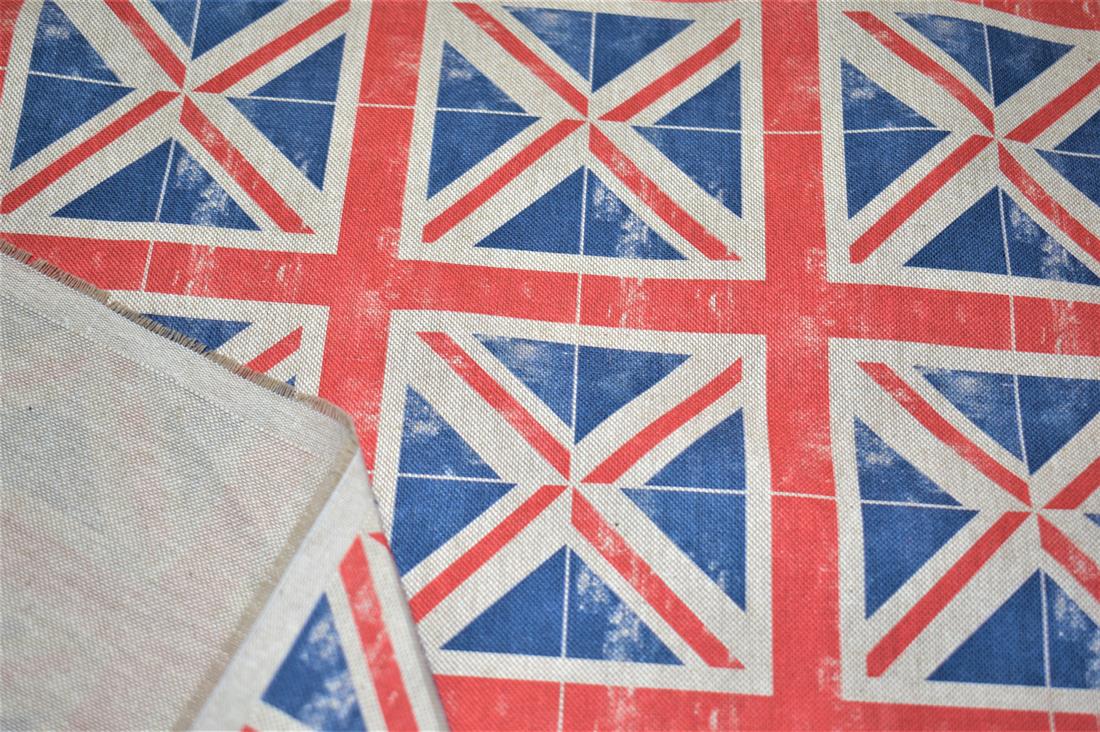 Natural Union Jack Print Canvas Fabric