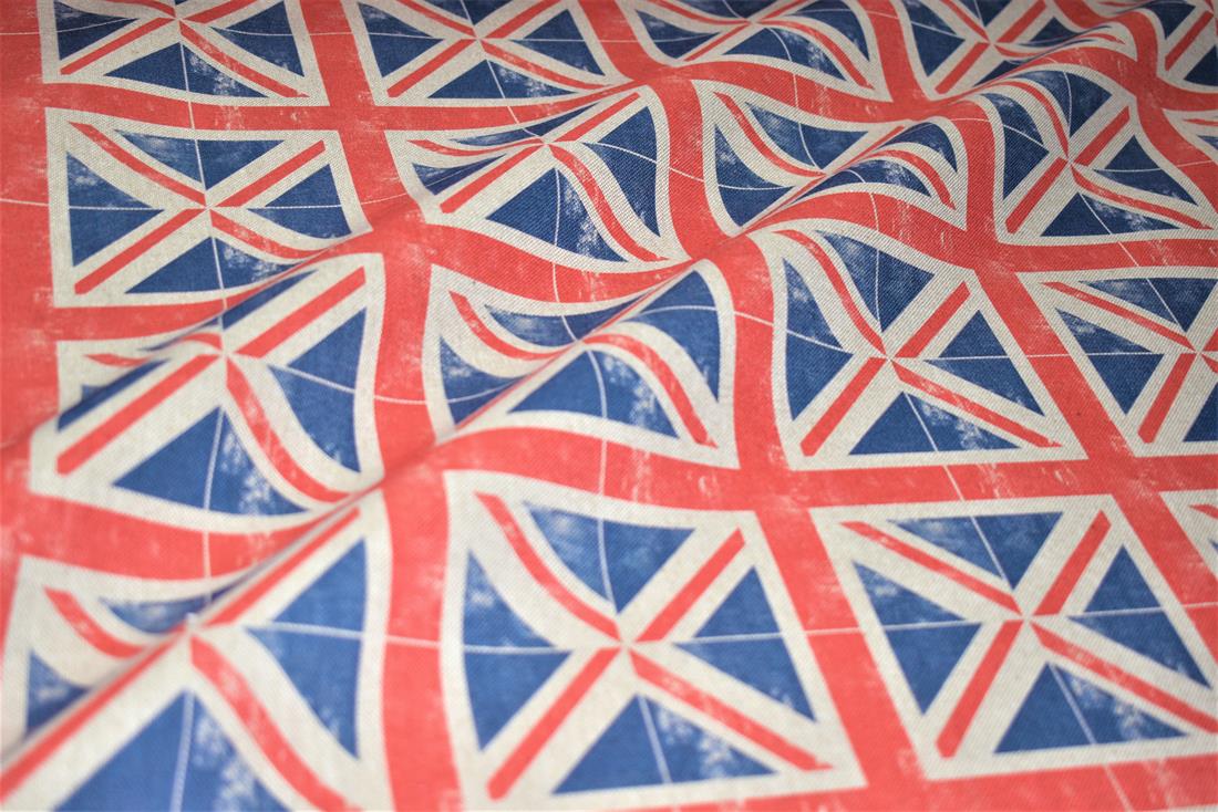 Natural Union Jack Print Canvas Fabric