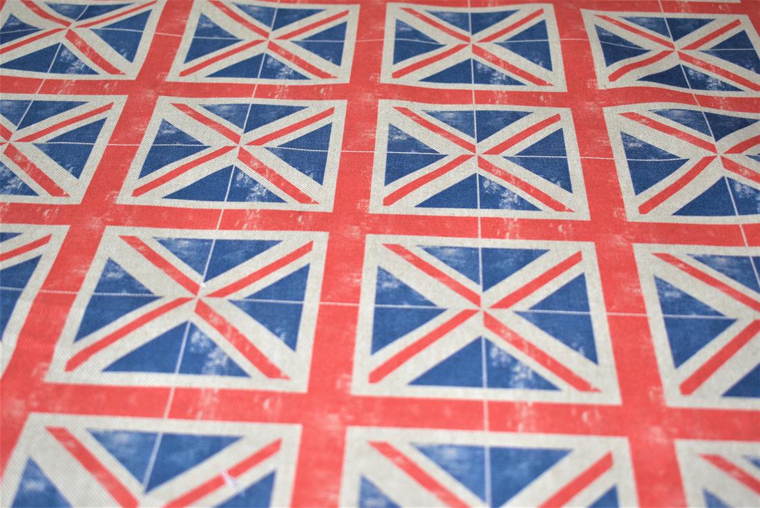 Natural Union Jack Print Canvas Fabric