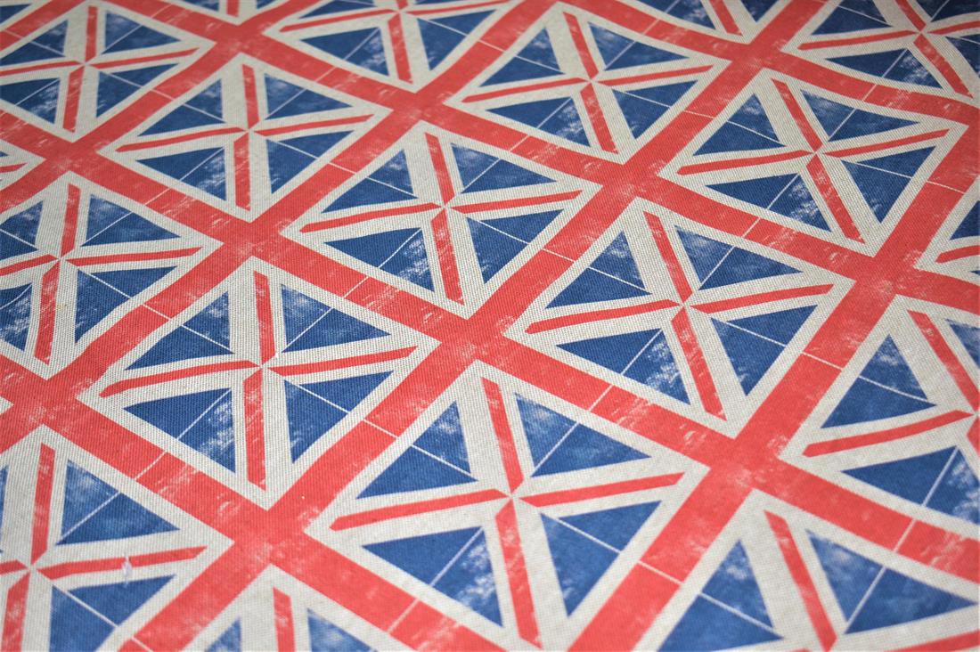 Natural Union Jack Print Canvas Fabric